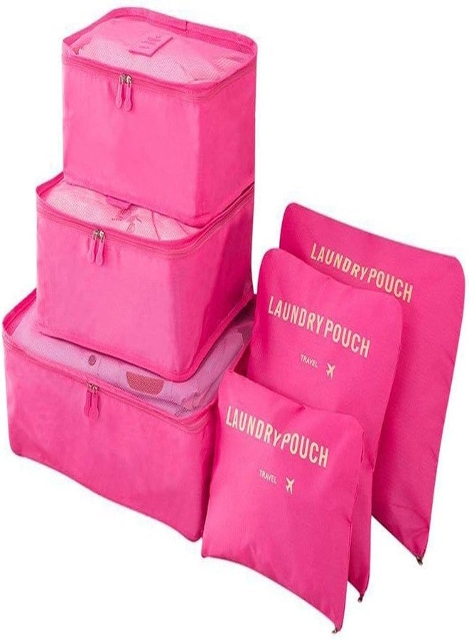 STARFLYER 6 Pcs Travel Oraganizer Packing cubes kit, Sapace Saver Multi use Bag for Men and Women, Clothes packing cubes for travel, Cupboard Oraganizer cubes (PINK) - Image 1